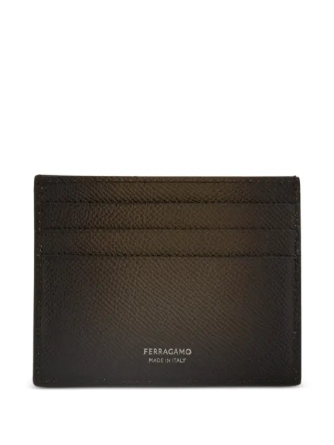 Ferragamo micro Gancini grained leather card holder Green 795704
