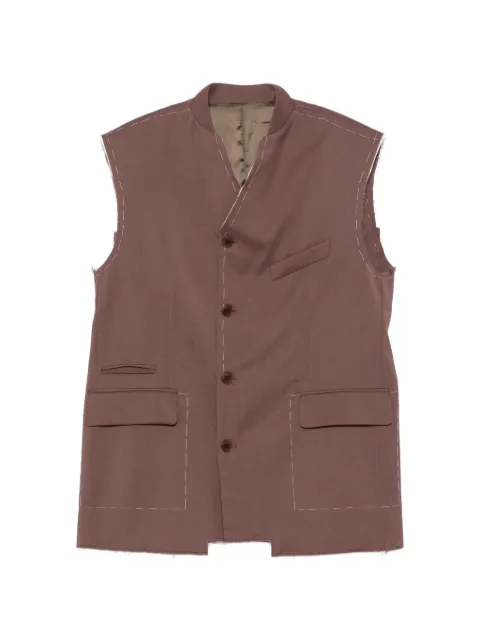 Costumein contrast-stitching sleeveless gilet Brown 26S79ARNYTIMISOARA20
