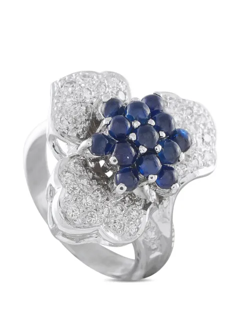 LB Exclusive sapphire and diamond floral ring Silver MF03050626