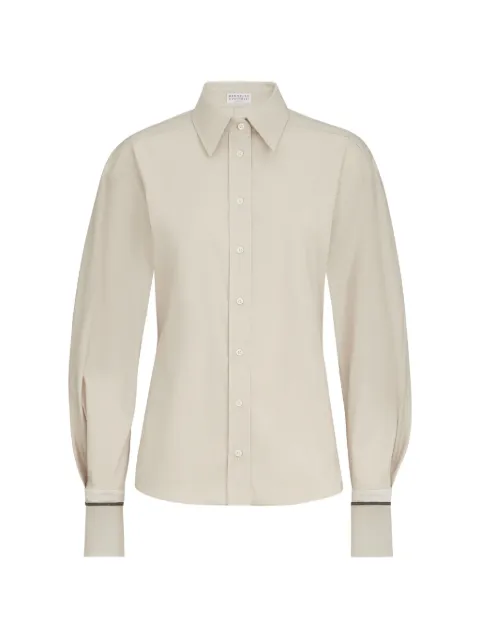 Brunello Cucinelli stretch cotton poplin shirt with shiny silk cuffs Neutrals M0091M2M16C3786
