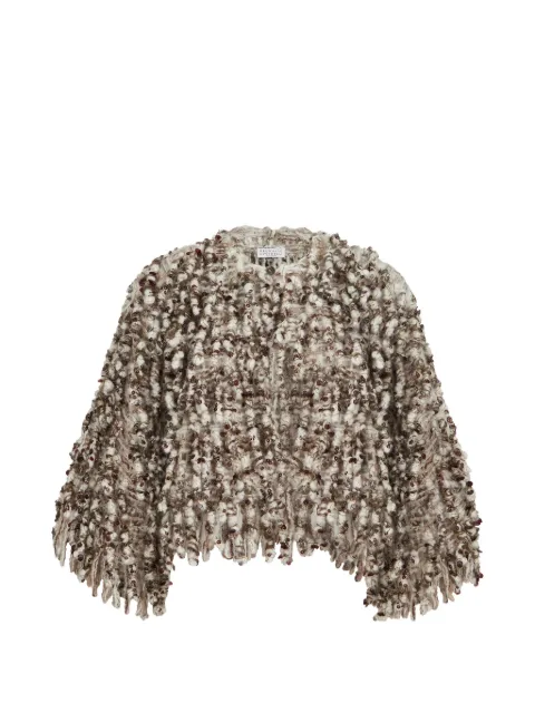 Brunello Cucinelli Dazzling twist-embroidery cardigan in mohair and wool Neutrals MNDR17106CUG24