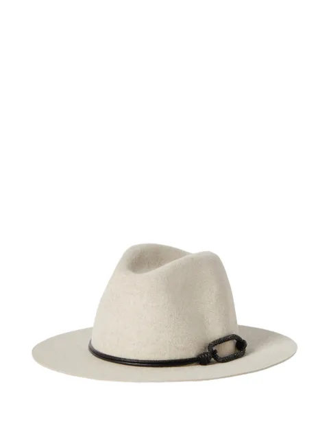 Brunello Cucinelli felt fedora with leather and monili band hat Neutrals MCAP90233CMADR