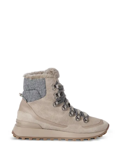 Brunello Cucinelli suede runners with knit insert and shearling lining Neutrals MZSFG3377C5859