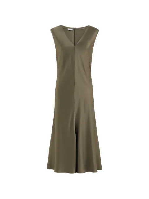 Brunello Cucinelli satin-cady flared dress with Monili Green M0H38A5555C983
