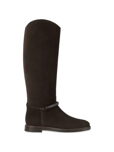 Brunello Cucinelli suede boots with precious strap Brown MZSFC3316C9795