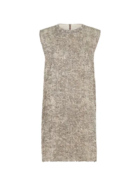 Brunello Cucinelli Dazzling craquelé embroidery dress in mohair and wool Neutrals MRKR12A90CFS34