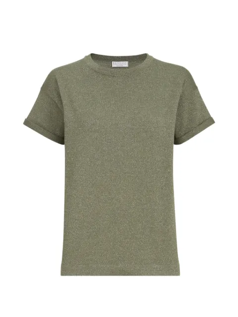 Brunello Cucinelli sparkling cashmere and silk lightweight knit T-shirt Green M41810000C9986