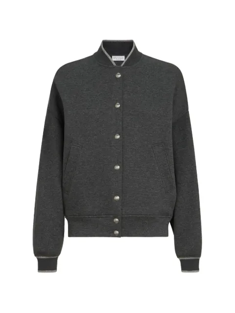 Brunello Cucinelli Techno cotton and cashmere interlock bomber jacket Grey MD991B2Q06C104