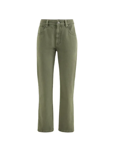 Brunello Cucinelli dyed denim five-pocket straight trousers with shiny bartack Green M0H81P5847C3998