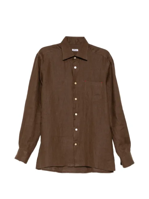 Kiton linen patch-pocket shirt Brown UMCNERH0969011000