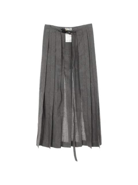 Christian Dior Pre-Owned pleated wrap midi skirt Grey 1054218