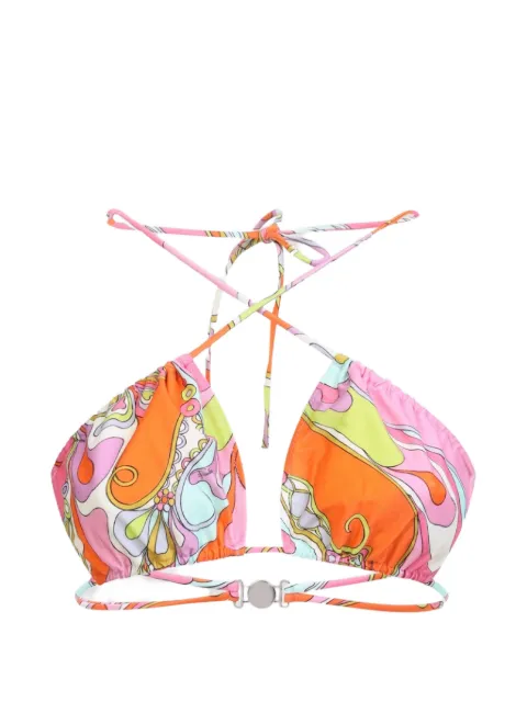 PUCCI abstract-print halterneck bikini top Orange 6HMX816H835