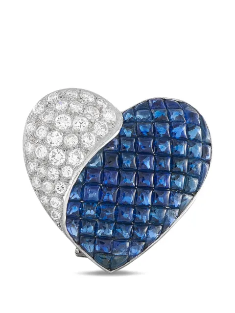 LB Exclusive sapphire and diamond heart earrings Silver MF08050726