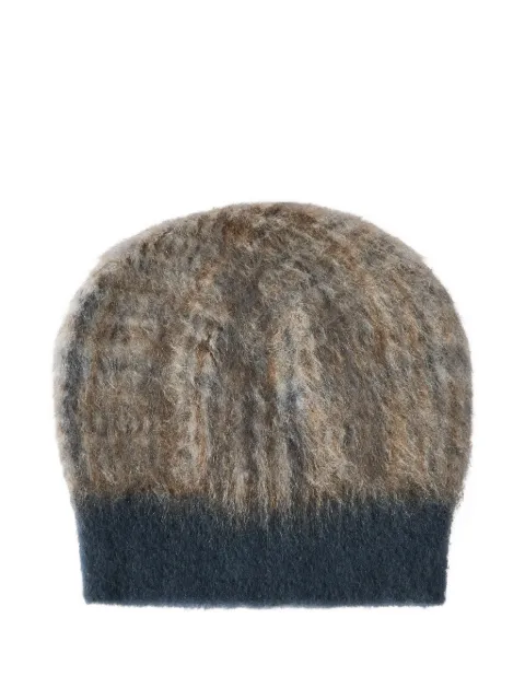 Brunello Cucinelli mohair and would Prince of Wales double-knit beanie hat Neutrals M2I247079CXA37