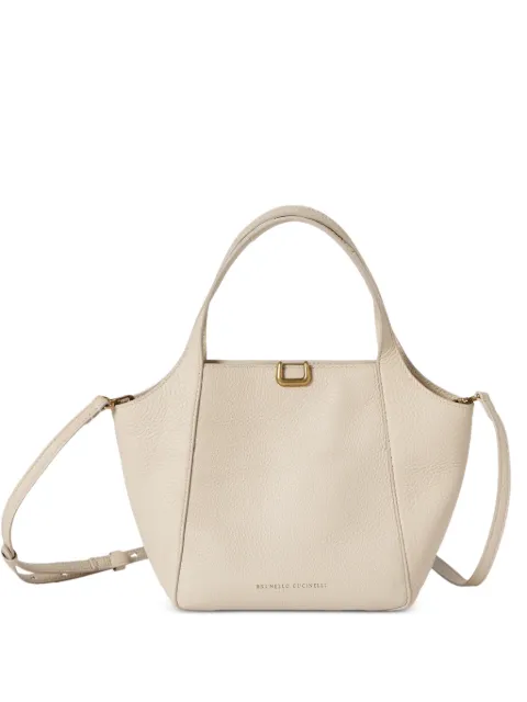 Brunello Cucinelli sartorial small bucket bag in soft grained leather Neutrals MBDKB2840C8905