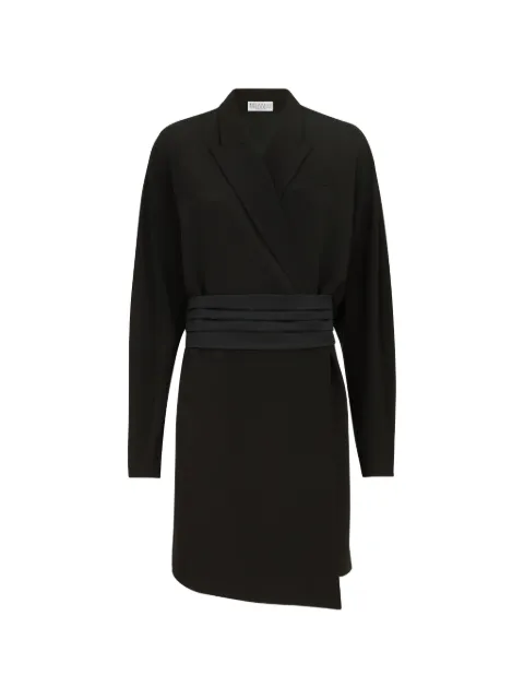 Brunello Cucinelli silk and acetate crêpe cady tuxedo dress with monili Black MA029A5554C101