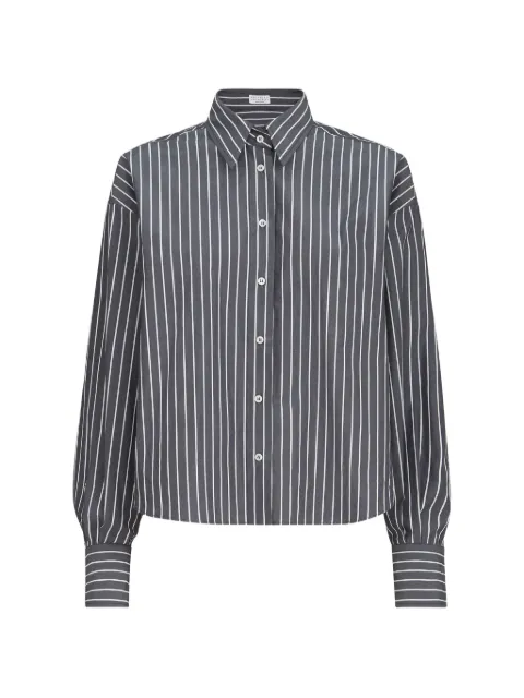 Brunello Cucinelli striped cotton poplin shirt Grey MG701M2V16C014