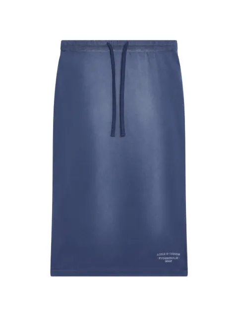Acne Studios drawstring logo-print midi skirt Blue AF0576