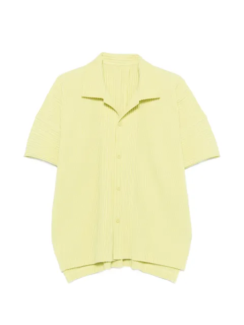 Homme Plissé Issey Miyake pleated-design short-sleeved shirt Yellow HP66JJ051