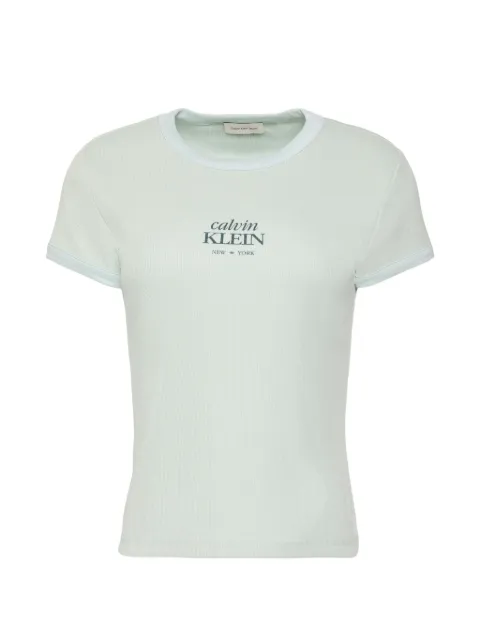 Calvin Klein logo-print ribbed T-shirt Green LV047F240G3Q0