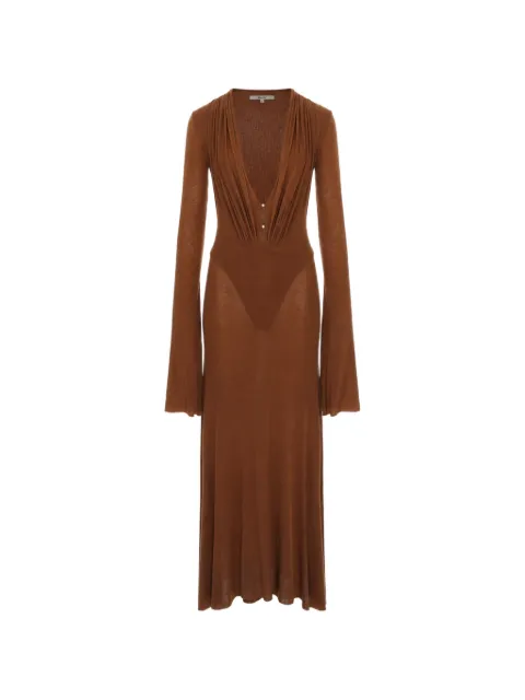 MANURÍ Suki ruched-detail maxi dress Brown MRSS25DR9CHVI04