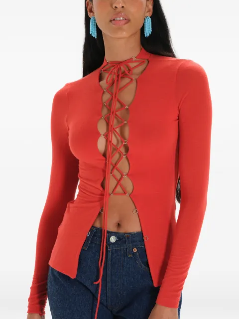 MANURÍ Jamie lace-up top Red MRSS24BL9CH043X