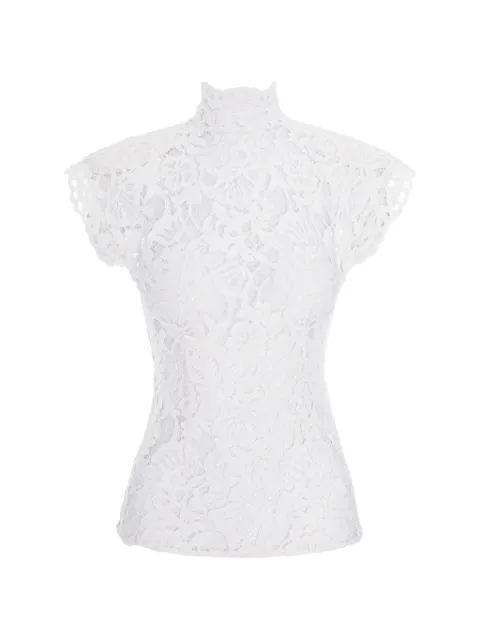 MANURÍ Amalie lace-overlay high-neck top White MRFW26VIPL9TP21