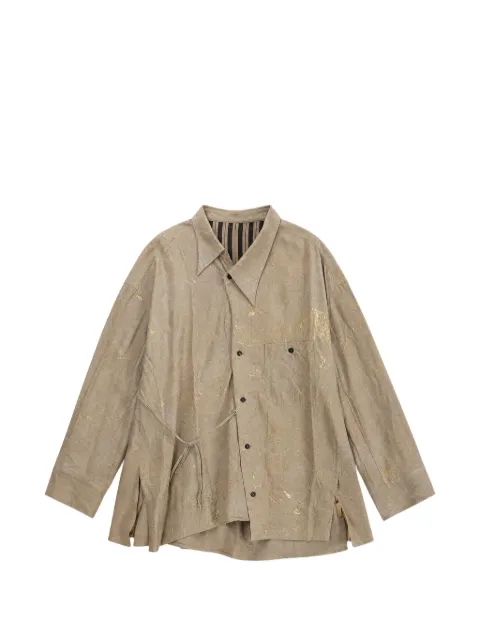 Ziggy Chen splatter-print asymmetric shirt Neutrals 0M2610728