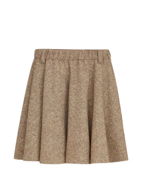Brunello Cucinelli virgin wool Donegal mini circle skirt with Monili Brown MD002G4103C016