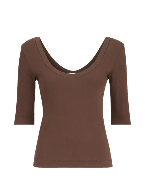 Brunello Cucinelli stretch cotton ribbed jersey T-shirt with Monili Brown M0TC8FX220C4211