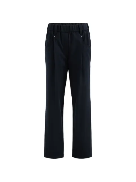 Brunello Cucinelli stretch cotton cover baggy pull-on trousers with shiny bartack Blue MA126P8417C9574