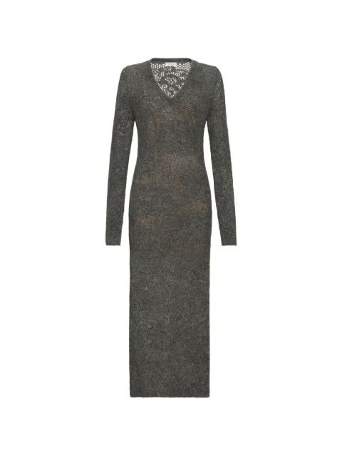 Brunello Cucinelli lace flowers knit dress in sparkling mohair and virgin wool Grey MFA790A92C079