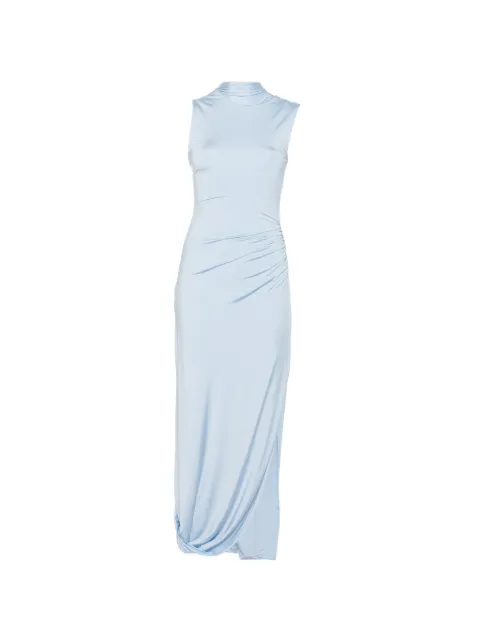 Self-Portrait draped ruched sleeveless asymmetric dress Blue PF26054XABL