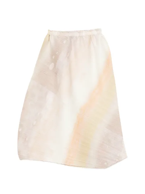 Pleats Please Issey Miyake pleated abstract-print midi skirt White PP66JG71542