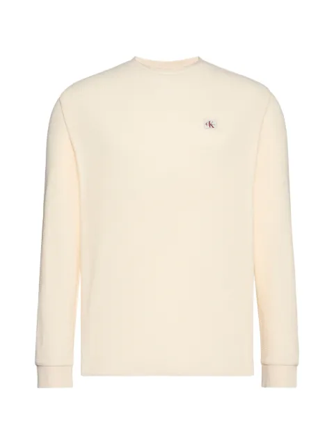 Calvin Klein waffle-knit logo-patch T-shirt Neutrals LV040EM217F7J