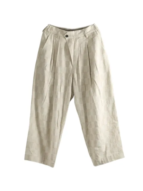 Ziggy Chen check-pattern pleated trousers Neutrals 0M2610513