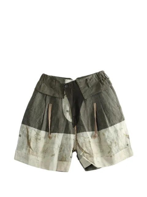 Ziggy Chen heavy patchwork panelled corduroy shorts Green 0M2610567