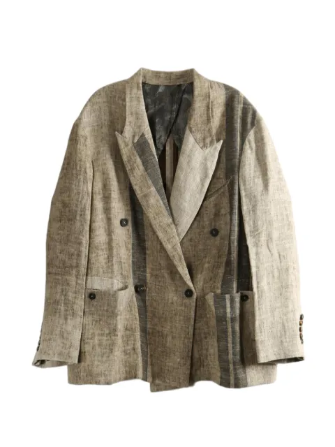 Ziggy Chen striped double-breasted blazer Neutrals 0M2610904