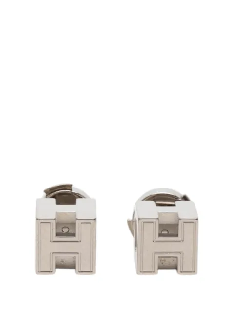 Hermès Pre-Owned 2000-2026 Palladium Plated Cage dH Cube Push Back Earrings costume earrings Silver 993MSB7020Z6WMDN