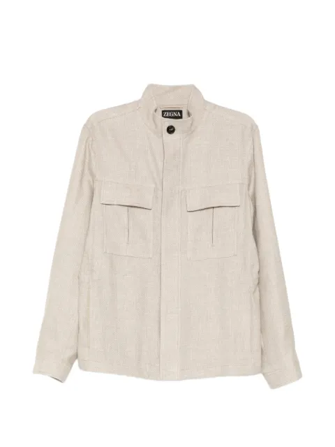 Zegna stand-collar flap-pocket jacket Neutrals RUHT49A3H256N92R001