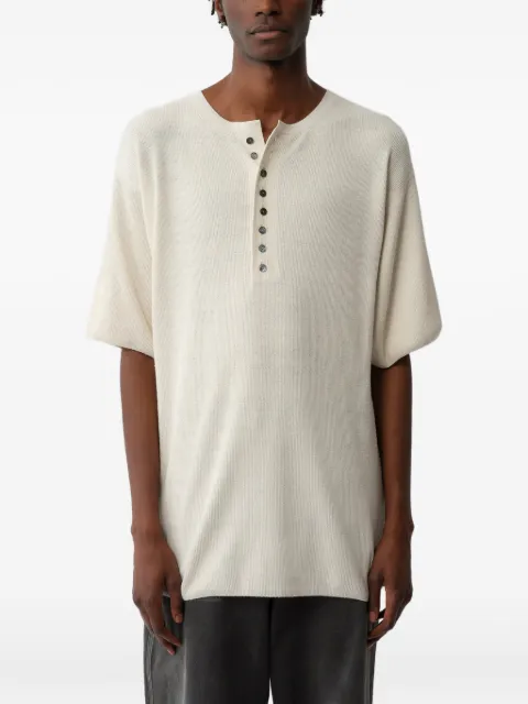 Calvin Klein button-placket ribbed T-shirt Neutrals LV0VX01127100