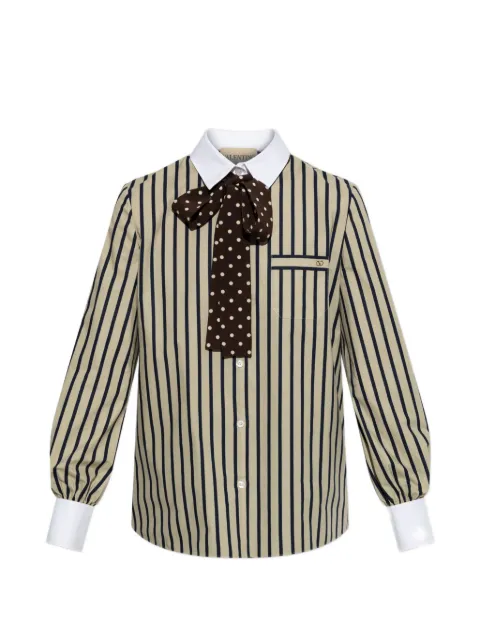 Valentino Garavani striped bow-detail shirt Neutrals B3AB8J7AC4