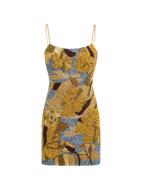 Cult Gaia Bebe bead-embellished floral-pattern mini dress Yellow DLSHEM