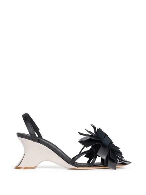 A.W.A.K.E. Mode Linda pom-pom leather sandals Black SS26SH10