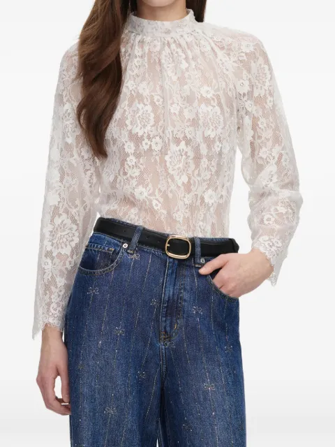 Self-Portrait lace scalloped-hem top White PF26032TAW