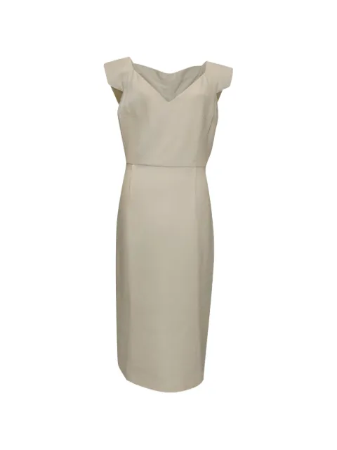 Roland Mouret V-neck midi dress Neutrals RFCPUGBCL745078W