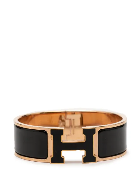 Hermès Pre-Owned 2000-2020 Wide Enamel Clic Clac H Bracelet GM costume bracelet Black K0G26H6F6FLNNLV9