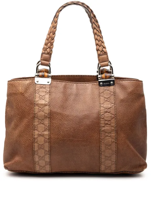 Gucci Pre-Owned 2016-2026 Medium Guccissima Trimmed Leather Bamboo Libeccio tote bag Brown O4V6NU12NTO8DMG1