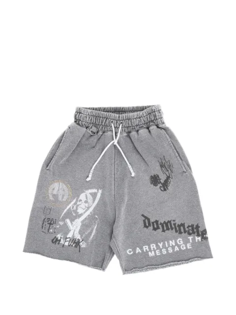 Paly graphic-print raw-edge shorts Grey 5U019Q1010