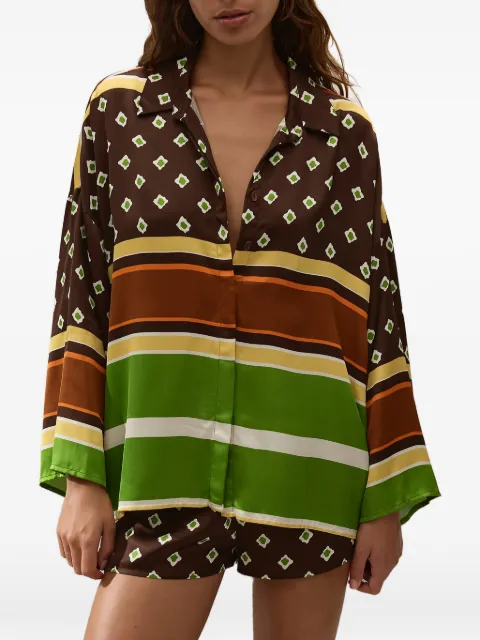 Faithfull Cora geometric-print shirt Brown FF5088VCSVAL